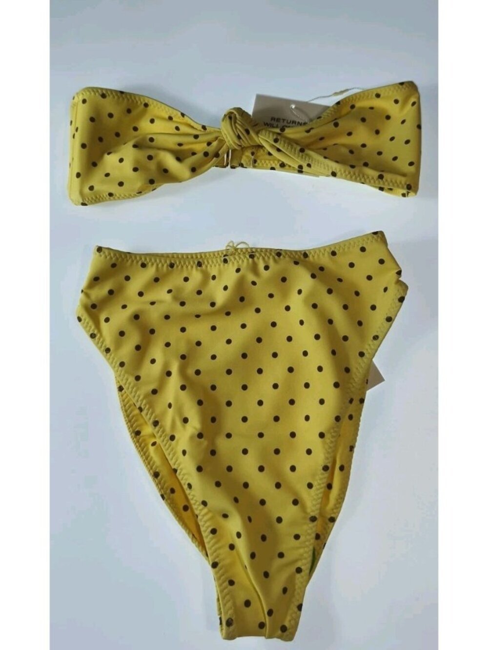 SAME Los Angeles Sunflower Polka Dot Bikini Set XS Bandeau High Waist NWT